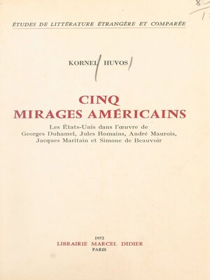 cover image of Cinq mirages américains